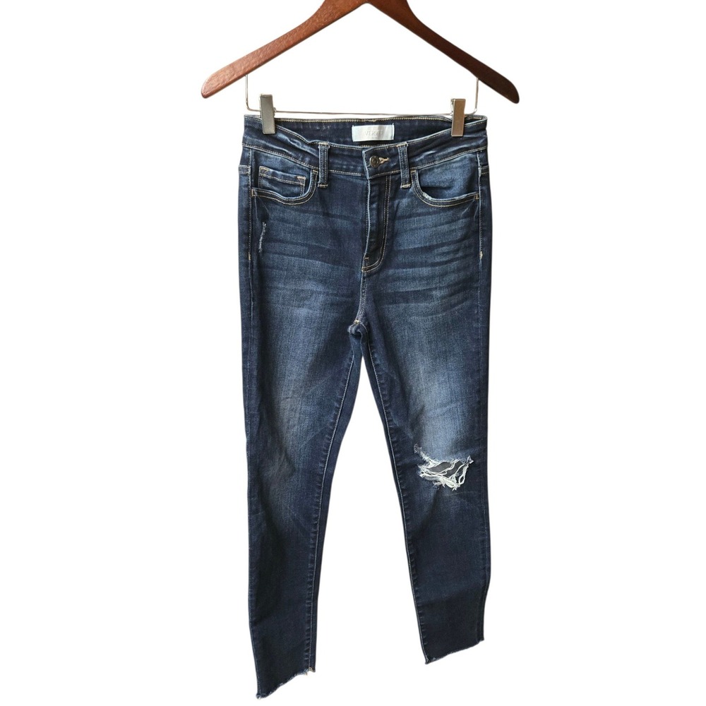 VERVET Jeans Size 27 Skinny Raw Hem Dark Wash Ankle